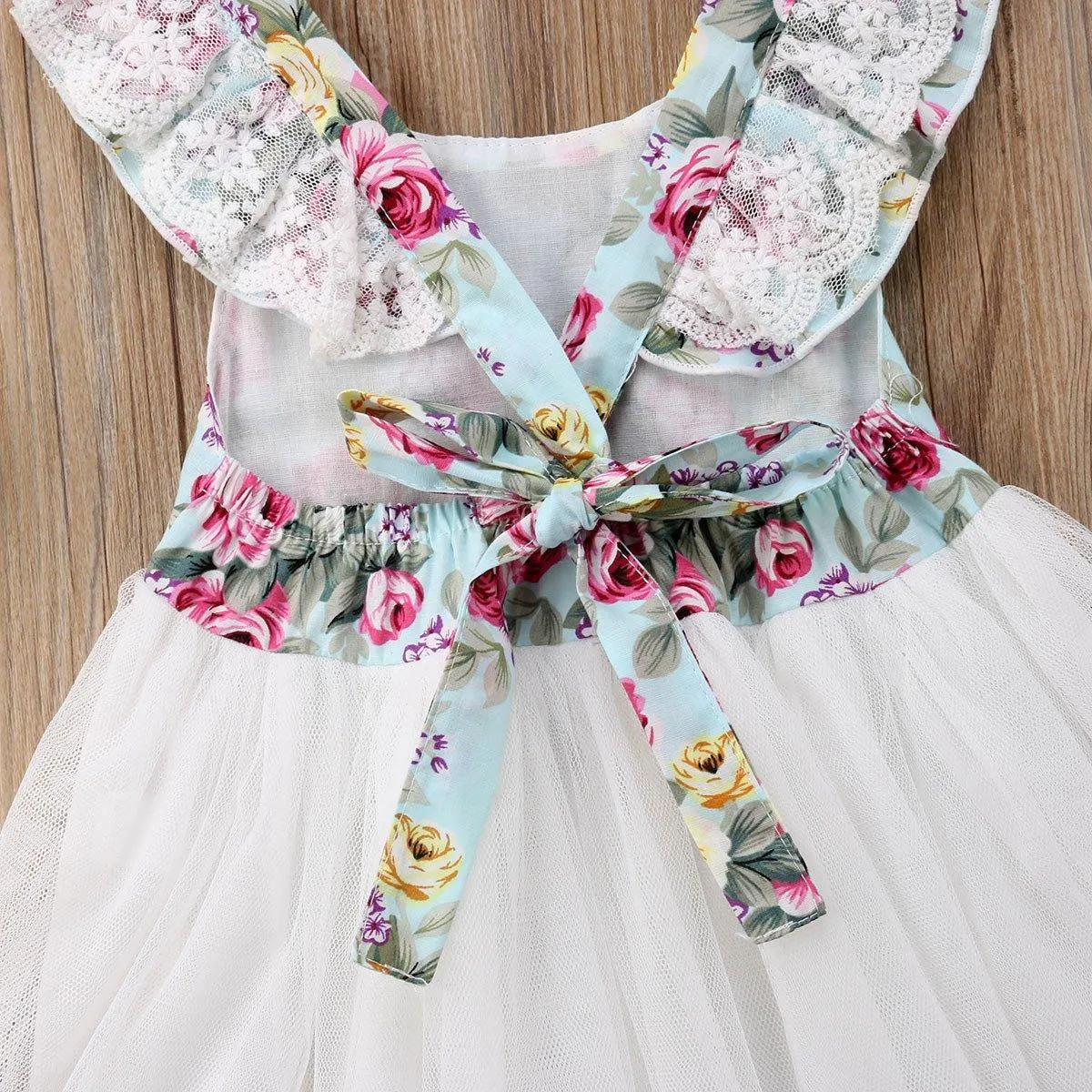Toddler Girls Dress Lace Floral Mesh Dress