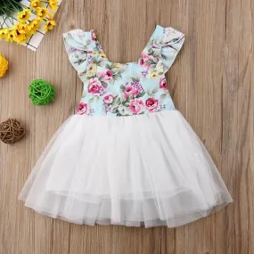 Toddler Girls Dress Lace Floral Mesh Dress