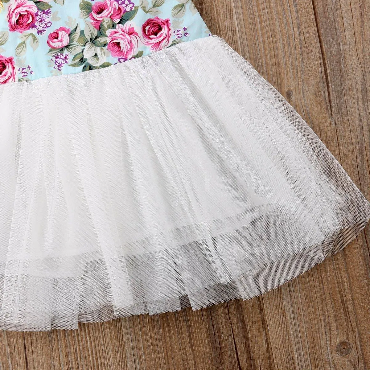 Toddler Girls Dress Lace Floral Mesh Dress