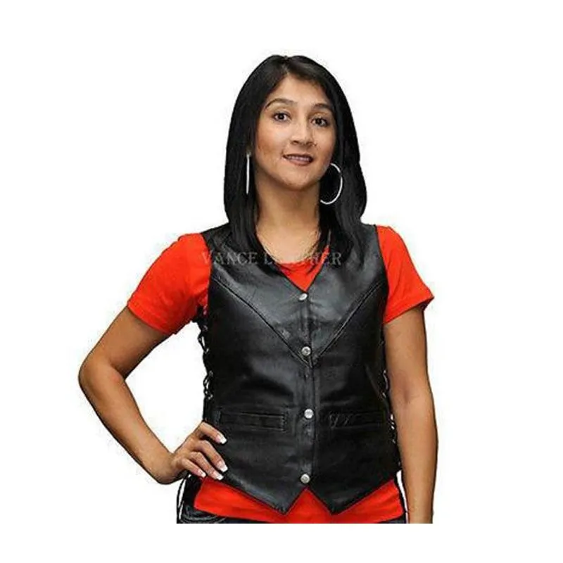 Vance Leather Ladies Economy Four Snap Lace-Side Vest