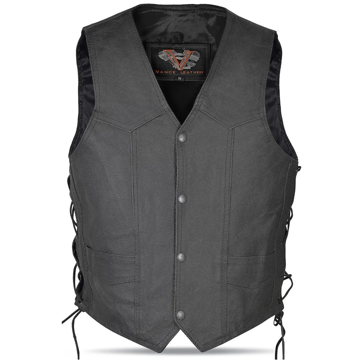 Vance VK902S Kids Boys Girls Childrens Lace Side Biker Motorcycle Style Leather Vest