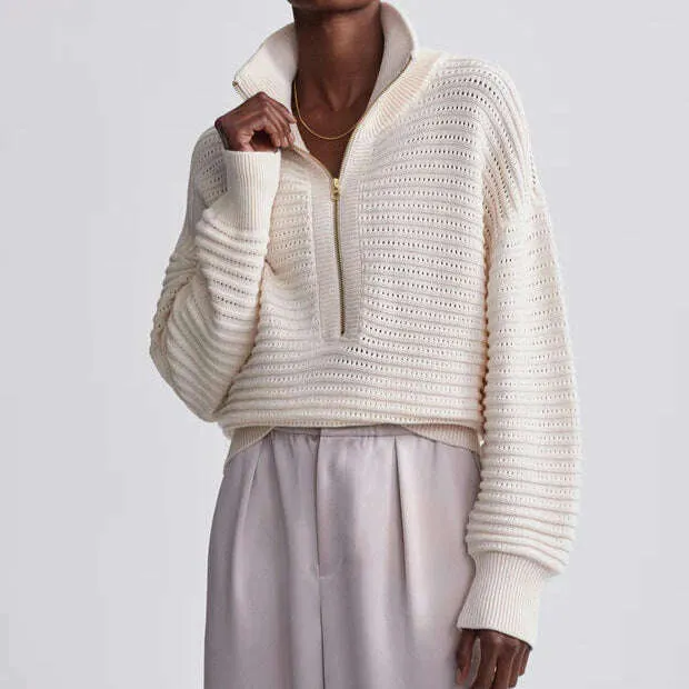 VARLEY - RIBBED 1/2 ZIP - Whitecap Grey