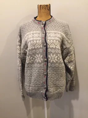 Vintage LL Bean Nordic Style Fairisle Wool Cardigan, Made in USA