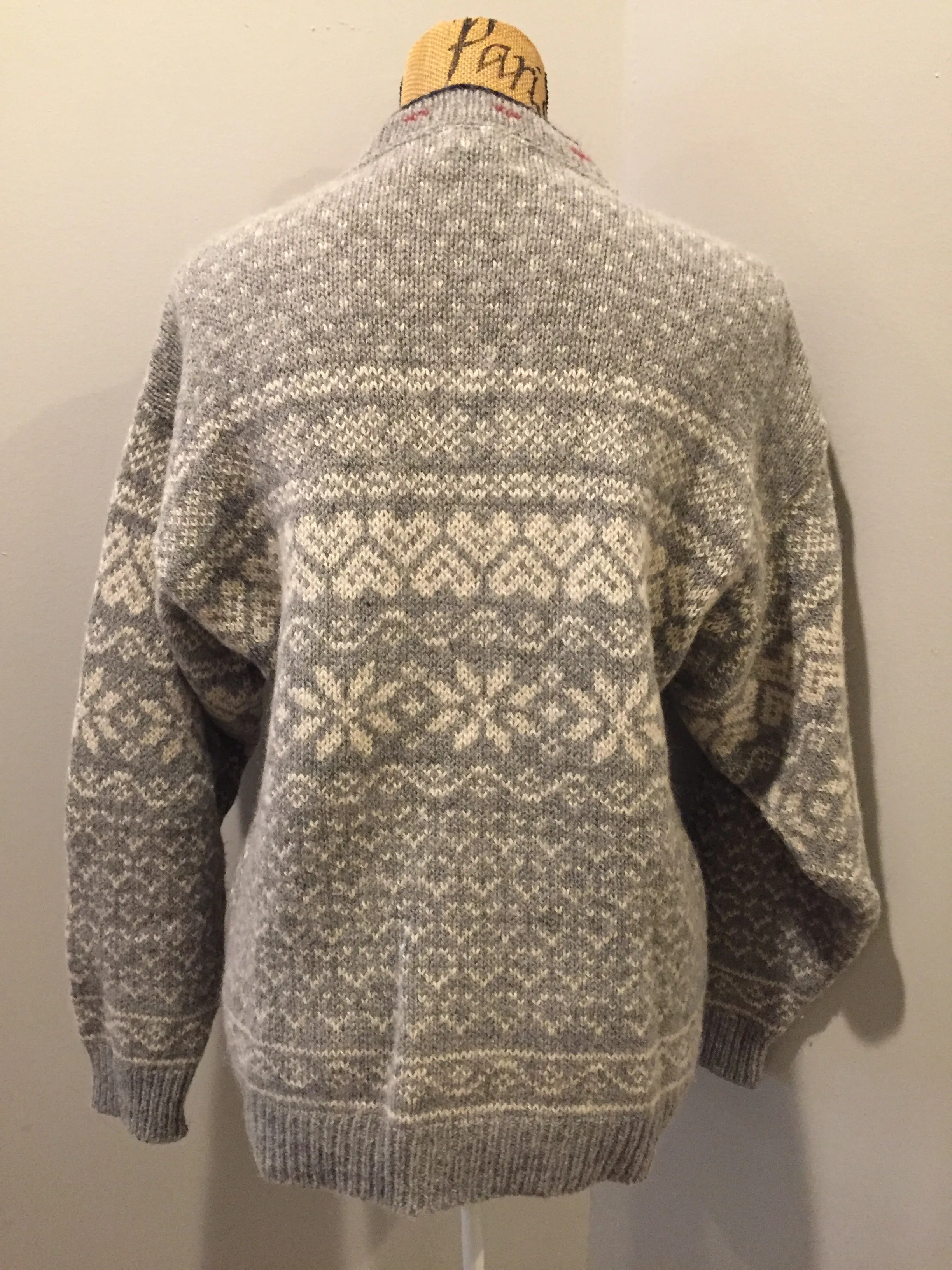 Vintage LL Bean Nordic Style Fairisle Wool Cardigan, Made in USA