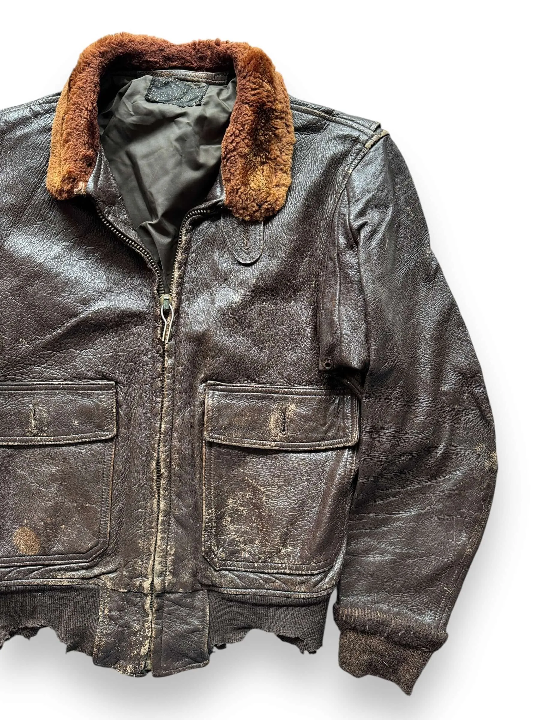 Vintage Thrashed Goatskin G-1 Flight Jacket SZ 38
