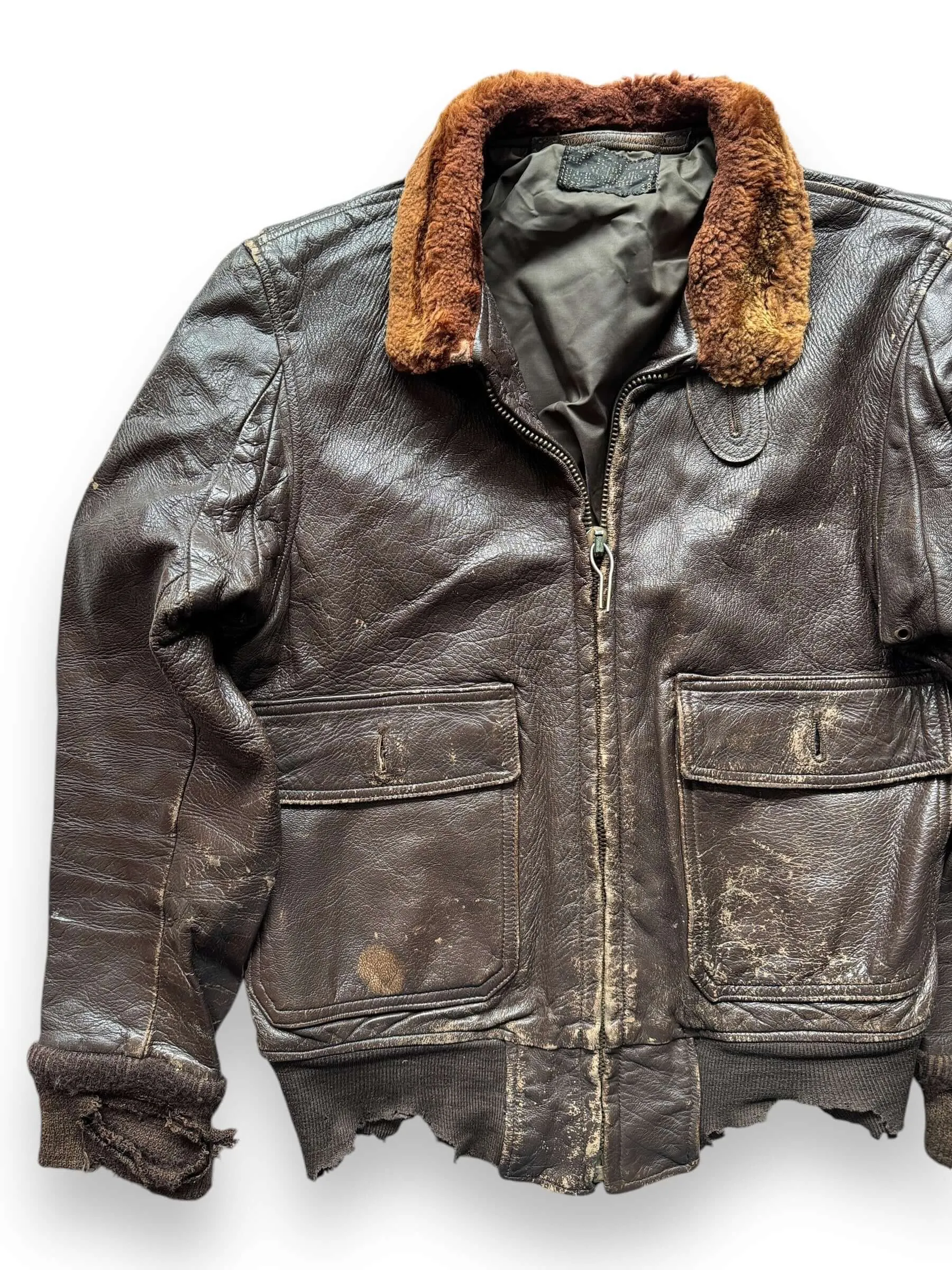 Vintage Thrashed Goatskin G-1 Flight Jacket SZ 38