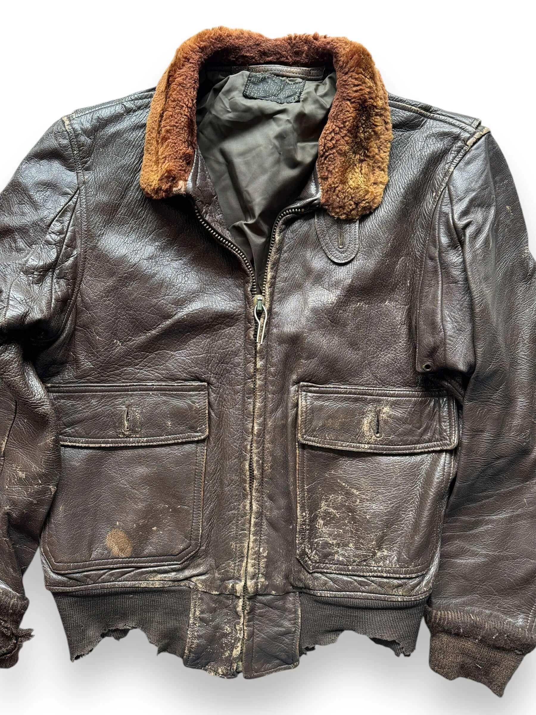 Vintage Thrashed Goatskin G-1 Flight Jacket SZ 38