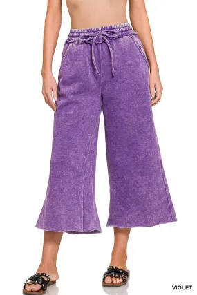 Violet Acid Wash Fleece Palazzo Sweatpants