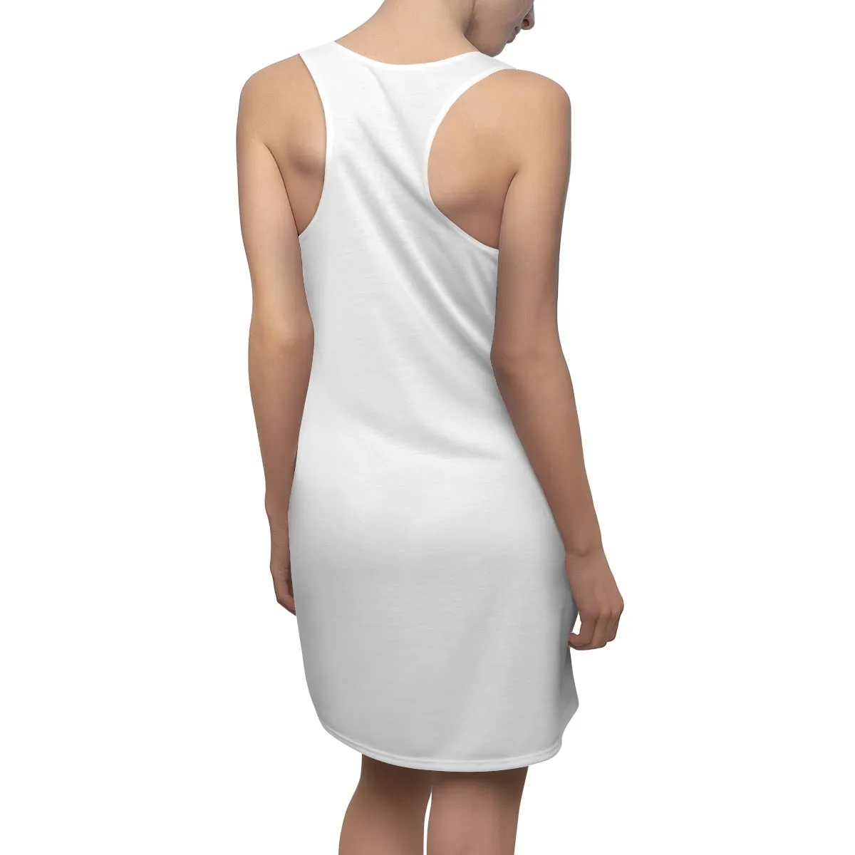 White & Purple Rose Dress, Floral Print Women's Racerback Dress -Made in USA (Size: XS-2XL)