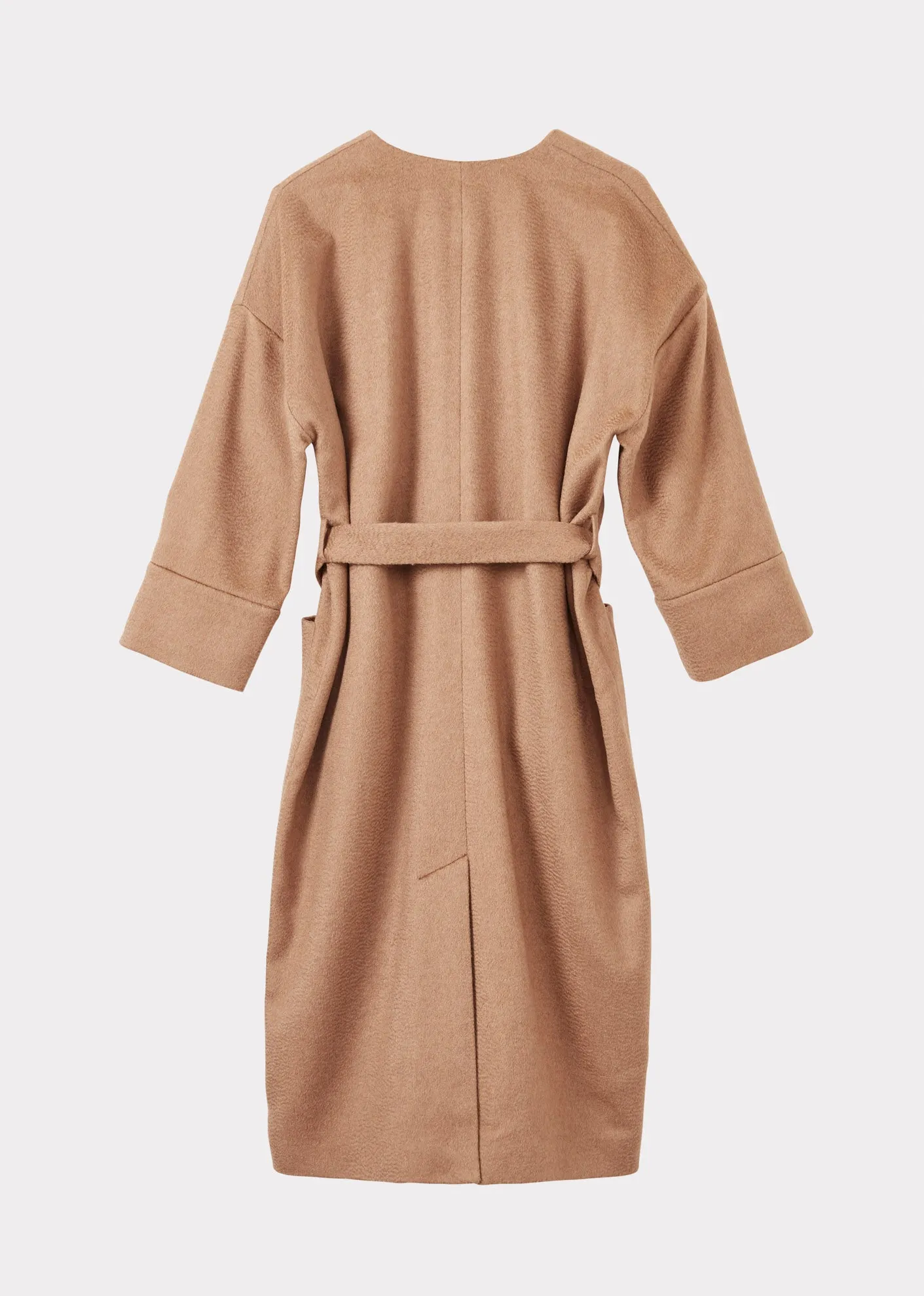 WOMEN'S BABY CAMEL HAIR BLANKET COAT - CAMEL