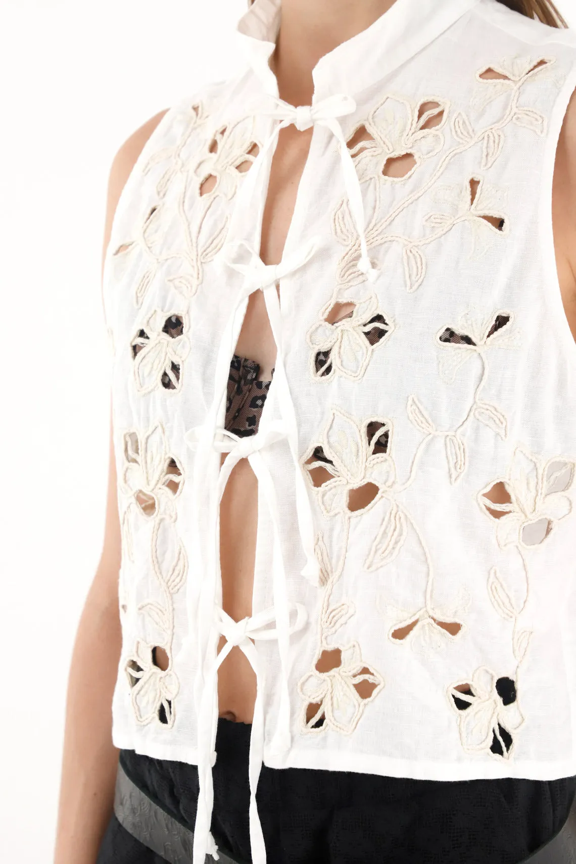 Women's Strappy Embroidered Vest